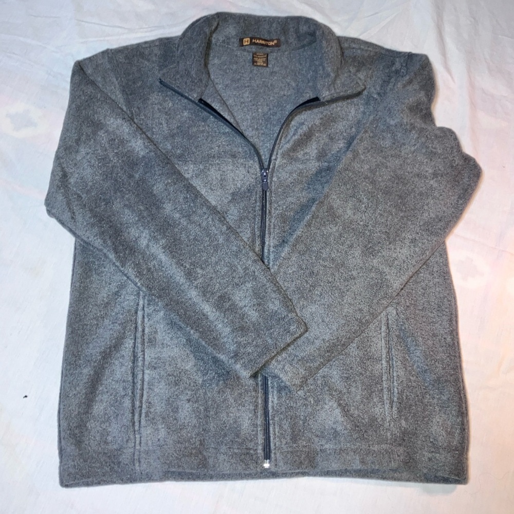 Harriton Gray Zip Fleece Jacket Boys Youth XL 18/20 Cozy Soft Outdoor Layerable